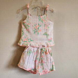Striped tank and shorts set flower size 5